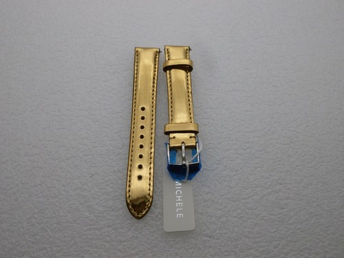 Genuine Michele 16mm Gold Patent Watch Band Strap New - Picture 2 of 4
