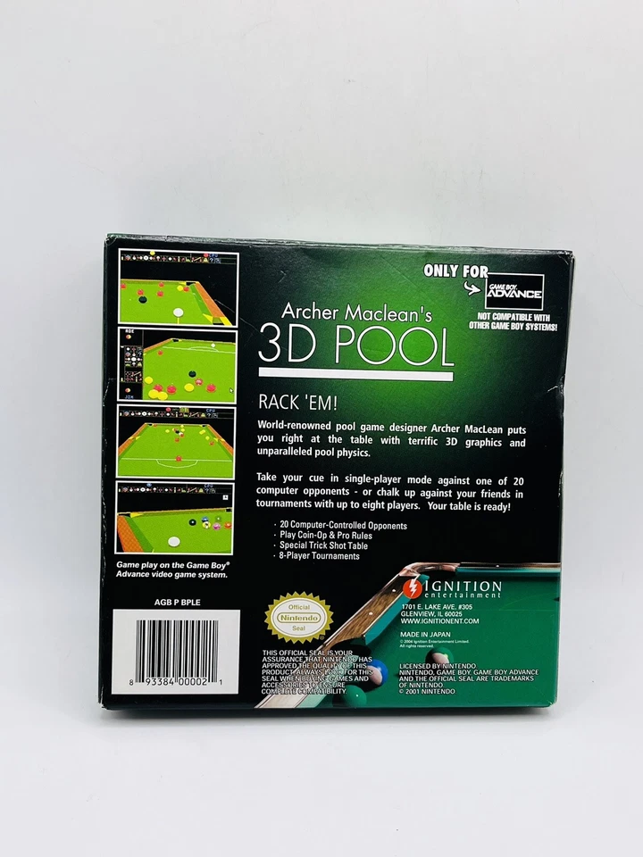 3D Pool Gba Game Nintendo Vintage Archer Maclean Game Boy Advance CIB Billiards - Image 4 of 4
