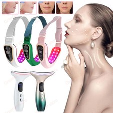 LED Photon Therapy Face Neck Massager V-Line Slimming Facial Lifting Device US