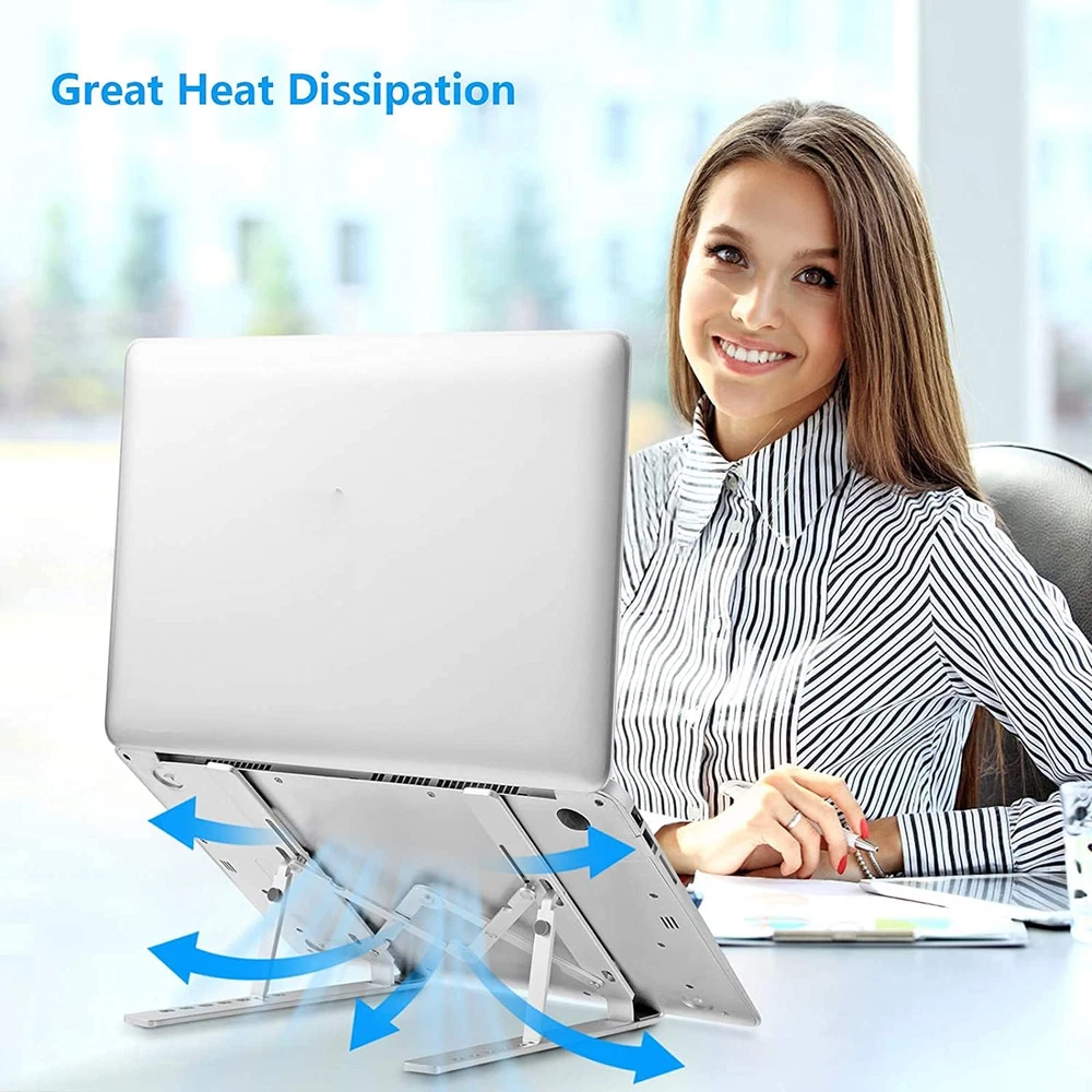 Adjustable Aluminum Foldable Laptop Stand with Cooling Riser Holder