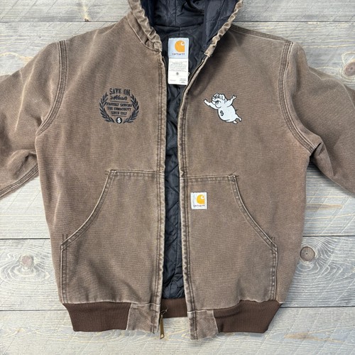 Carhartt Y06 CHT Youth Large Active Jacket Save On Meats Flying Pig Embroidered - Picture 3 of 15