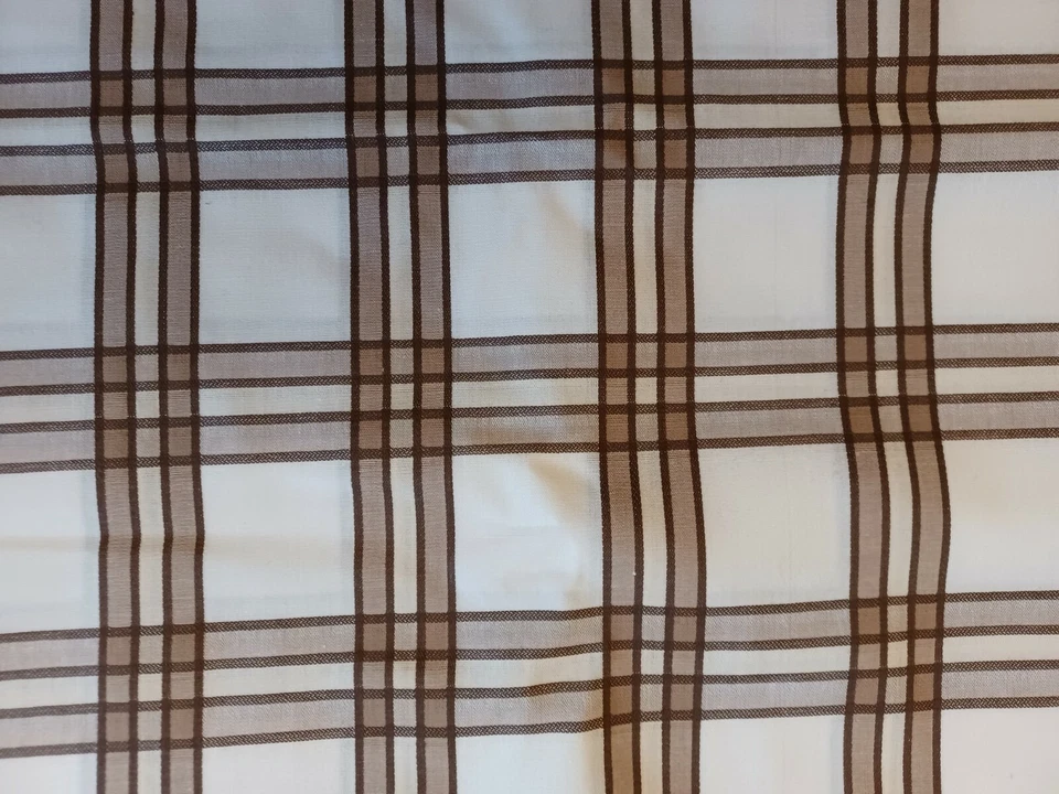 Tapicería a rayas de mezcla de tela ancha rayas marrón claro en blanco 4 yardas x 44 Foto 2 de 3