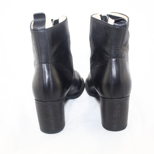 FASHION FOOTWEAR women zip up high heel boots shoe size 9 M black leather up NEW - Picture 5 of 6