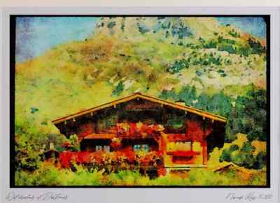 671010 Chalet Above Le Grand Bornand French Alps France A4 Watercolour print