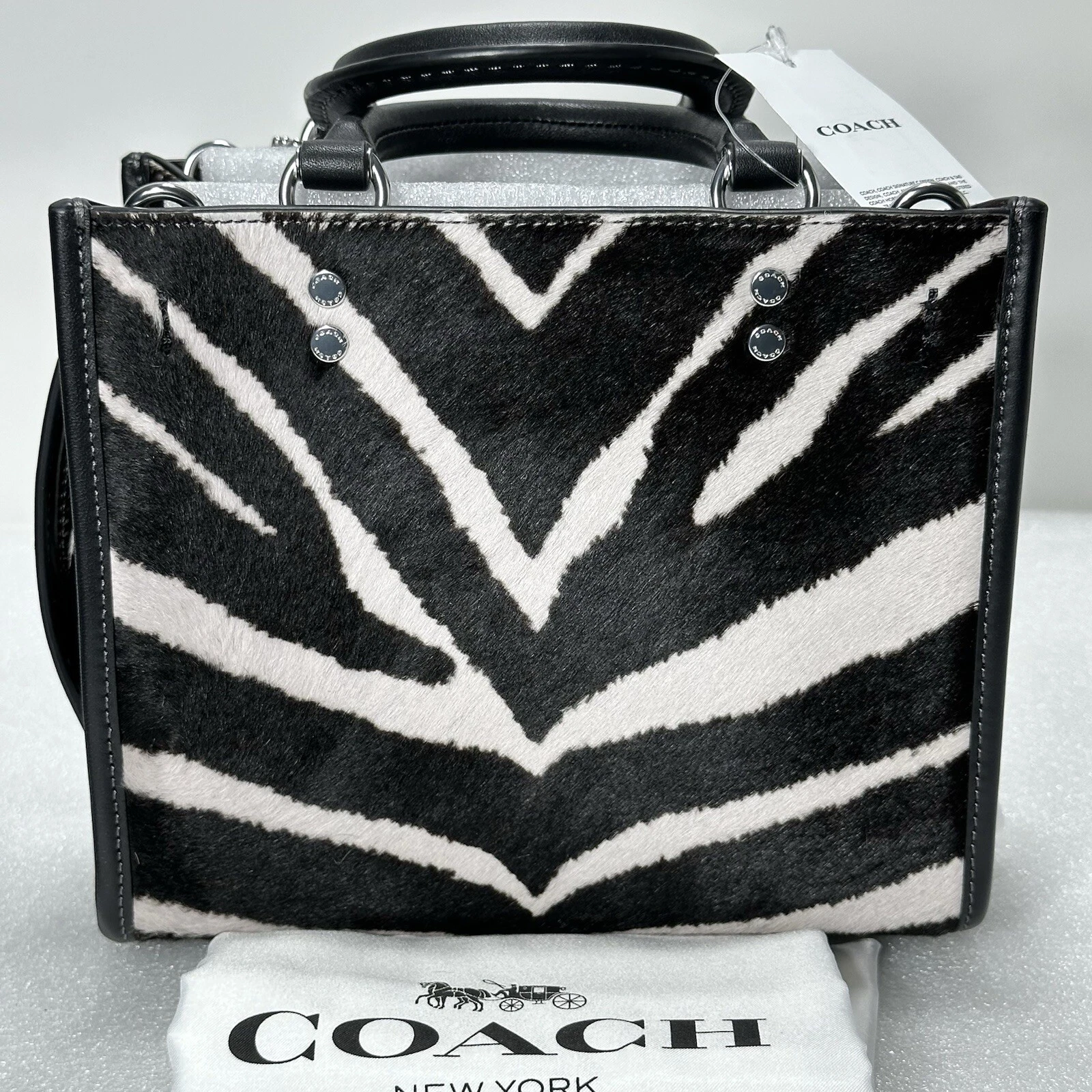 Coach Rogue 20 manico superiore zebrato pelo di vitello stampa animalier nuovo con etichetta cm564