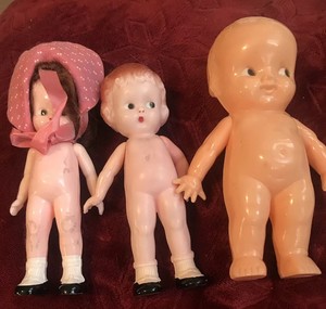 Vintage Plastic Doll-- lot of three 
