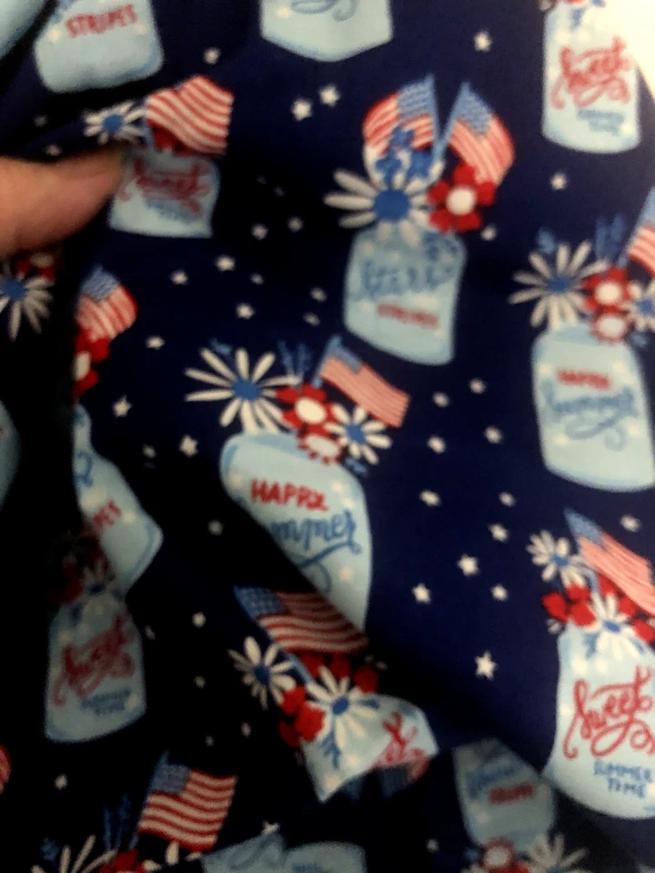 Vtg 1/2Yd  18WX44L STUDIO E "Patriotic Parade" FABRIC Red Blue Quilt Cotton FLAG - Image 2 of 4