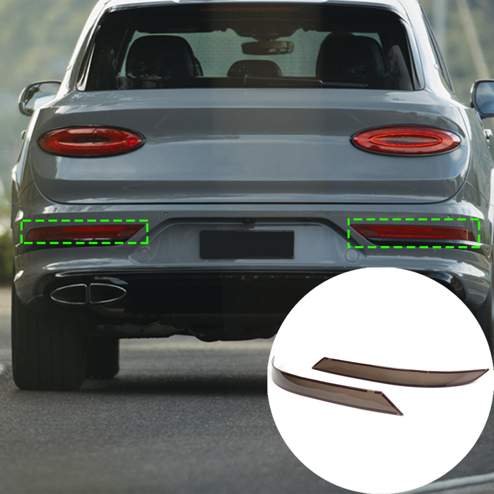 Smoked Rear Tail & Fog Light Blackout Taillight Cover For Bentley Bentayga 21-23