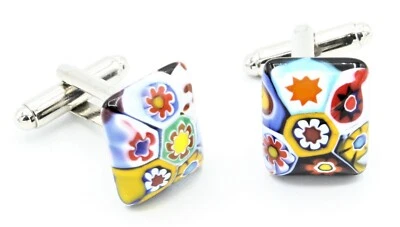 LE GEMME DI VENEZIA Gemelli Polsini Cufflinks Murrine Multicolor Vetro di Murano Made in Italy