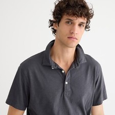 J Crew Men's L Black Pocket Polo Garment Dyed Slub Cotton Shirt Grey J1851 NEW