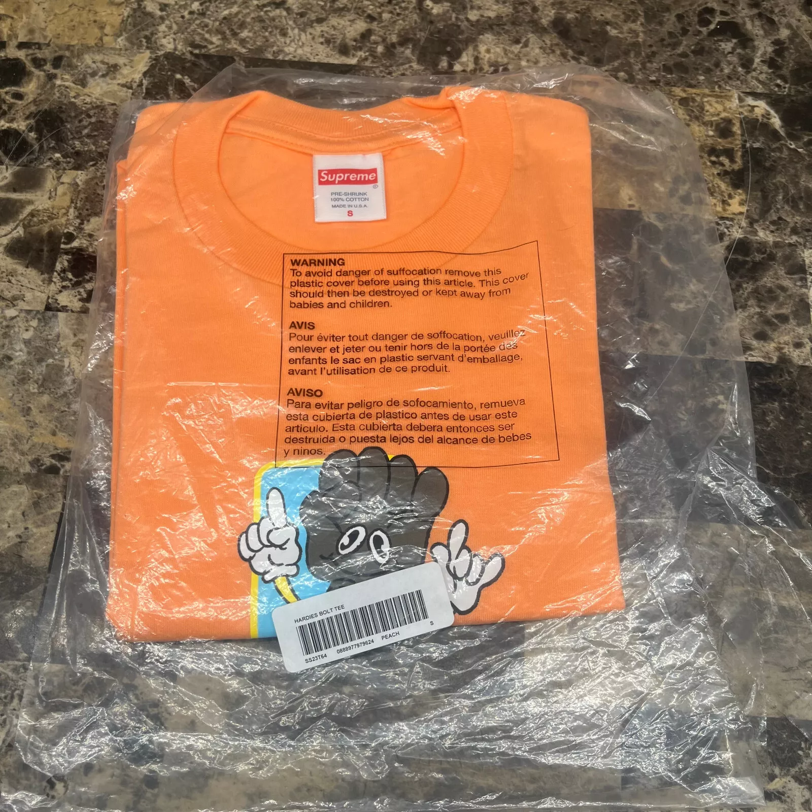 Tee shirt Supreme Hardies Bolt orange taille S SS23 NEUF