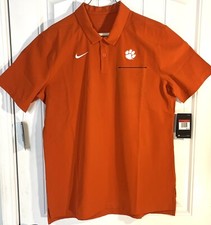 Men's Nike Clemson Tigers Coach's Sideline Orange Polo Large Dry Fit NEW W/ TAG