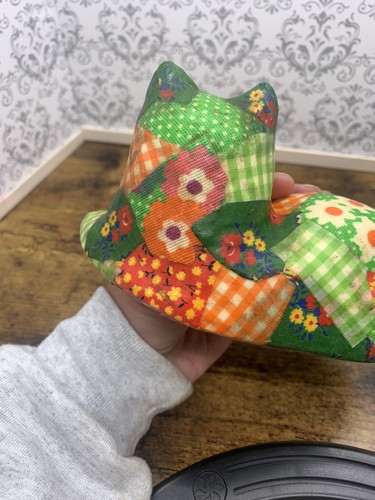 Vintage Ceramic Decoupage Patchwork Cat Figurine 7” Long Boho Hippy 70’s Vibe - Picture 10 of 10