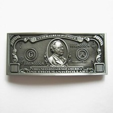 1000 One Thousand US Dollar Bill Novelty Metal Belt Buckle