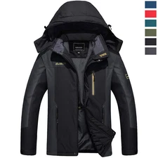 Men's Raincoat Outdoor Hiking Camping Hooded Work Coat Casual Waterproof Jacket