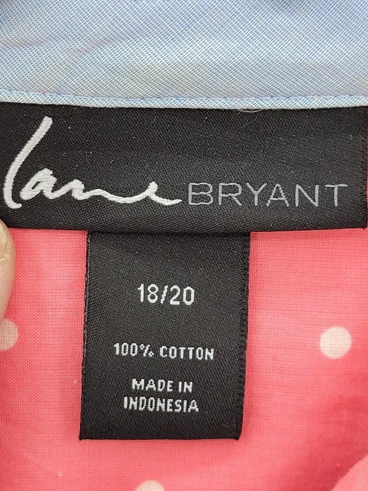 Blusa Lane Bryant Feminina Plus 18/20 Rosa Bolinhas Manga Longa Boho Romântica - Imagem 3 de 4
