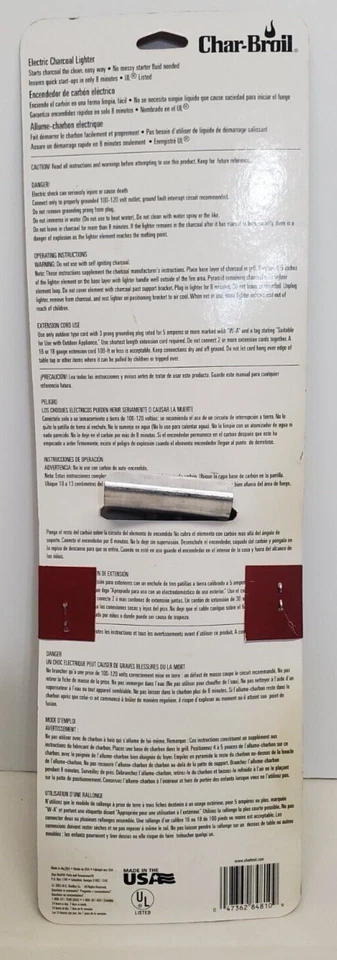 Encendedor eléctrico de carbón Char-Broil 525 vatios 120 V hecho en EE. UU. - NUEVO - 4810 Foto 2 de 4
