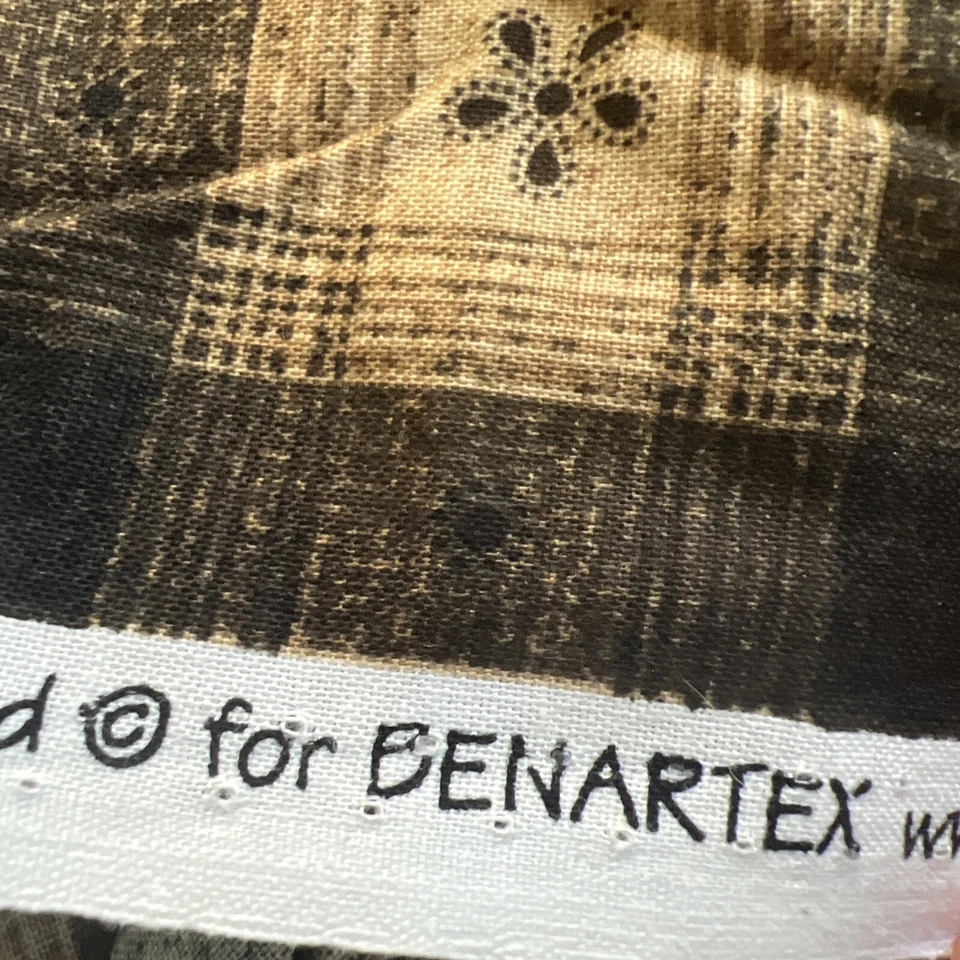 Kaye England Fabric 1  7/8 Yd  for Benartex Stripe Plaid Tan Brown Black Cottage - Image 4 of 4