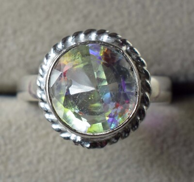 Regenbogen Mystic Topas 7.65 Karat / 10 MM Natur Rund Edelstein Certified