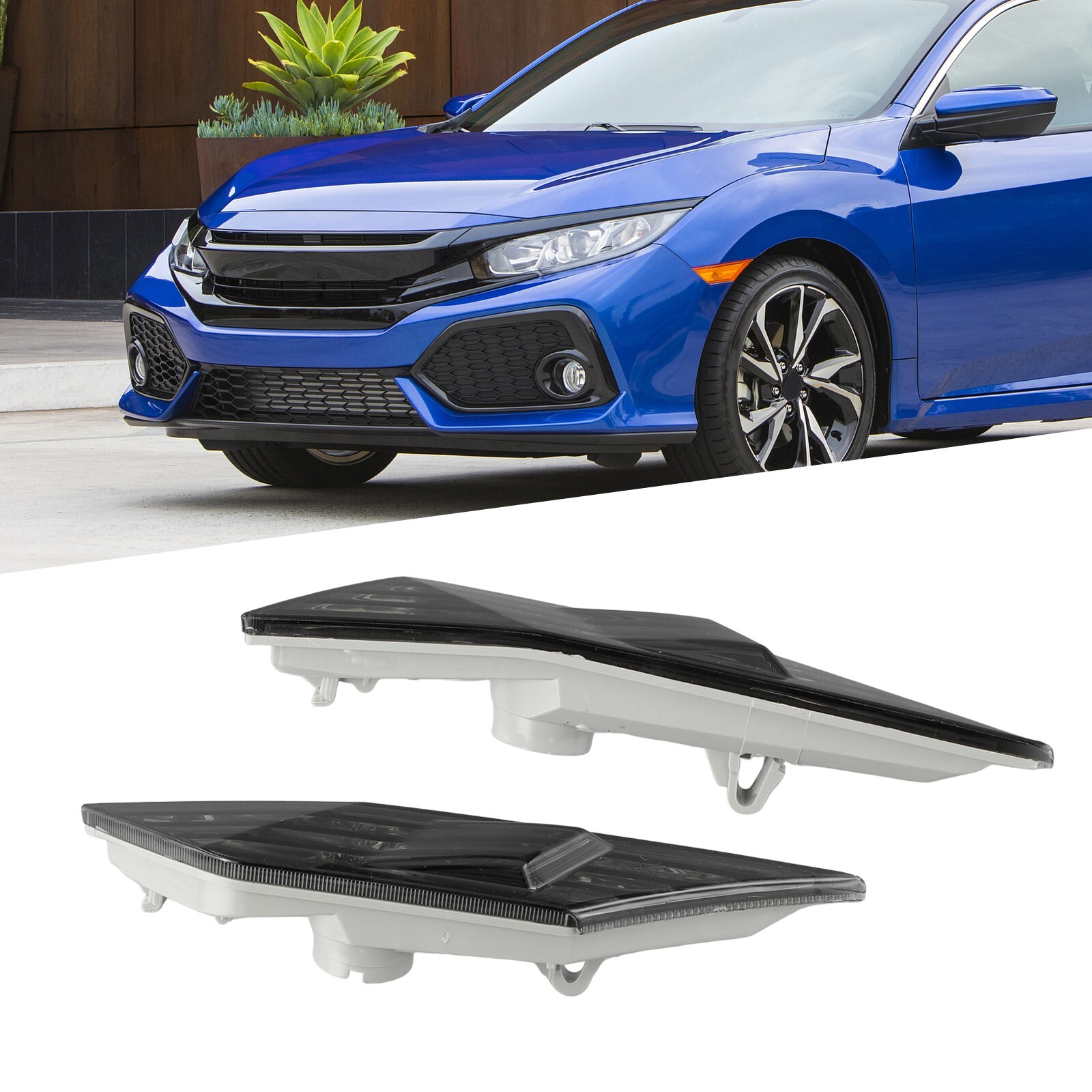 For Honda Civic Turn Signal Light in Black with LED Bulb Fits 2016 2021