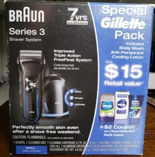 Braun Series 3 Shaver System 350cc With Cleaning Unit + Gillette Bonus
