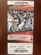 New England Patriots vs Miami Dolphins 10-29-2015 NFL Ticket Stub - Collins