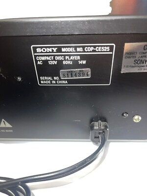 Sony CDP-CE525 5 Disc Carousel CD Player Changer **Tested Powers