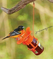 LARGE ORANGE BLOSSOM FLITELINE JELLY/JAM ORIOLE FEEDER BIRD SONGBIRD ESSENTIALS 