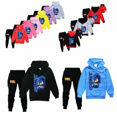 2024 Neu Kinder Sonic Kapuzen Trainingsanzug Jungen Mädchen Outfit Sport Sets DE