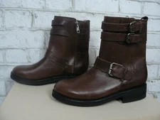 Boot Barn Dark Brown 3 Buckle Leather Zip Up Boots Size 7 NEW B895