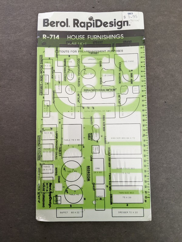 Berol RapiDesign R-714  House Furnishings Template Drafting  NIP Brand New