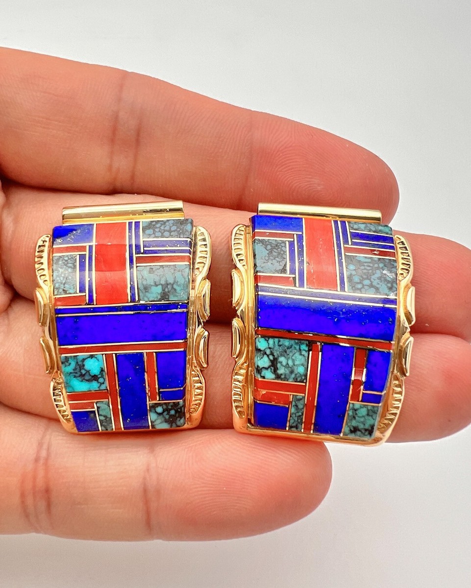 Incredible 14k Gold Vintage Navajo Spiderweb Turquoise Native American Ring Incredible 14k Gold Vintage Navajo Spiderweb Turquoise Native American Ring