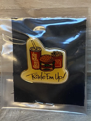 McDonald’s Trade Em Up! Vintage Employee Hat Lapel Pin RARE NEW