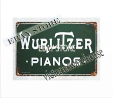 Wurlitzer Pianos metal tin sign man cave rectangle