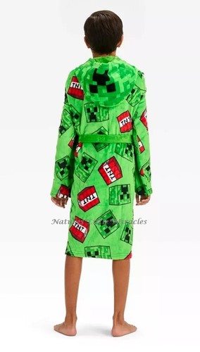Minecraft Robe Boys Size 4-14 Bathrobe Pajama Swimsuit Cover Up Costume Hood NWT - Picture 4 of 5