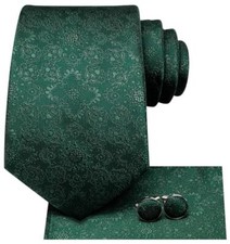 63" 70" Ties for Men Silk Extra Long Mens Sixty Three Inches Deep Green Flower