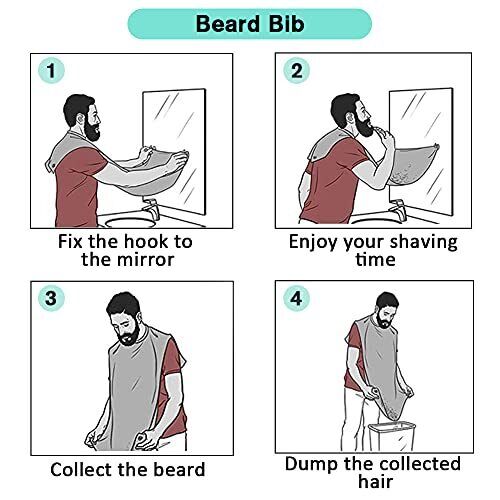 Beard Bib Beard Apron, Beard Catcher for Men Shaving and Trimming, Non Short - Picture 6 of 7