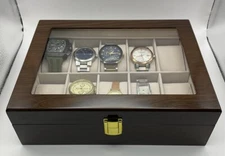 Watch Box Display Case Organizer Glass Rolex Seiko Invicta