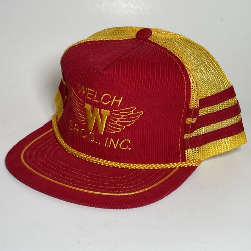 Vintage Welch Bros Inc. 3-Stripe Hat Cap SnapBack Trucker Rope Corduroy 80s 90s - Picture 17 of 19