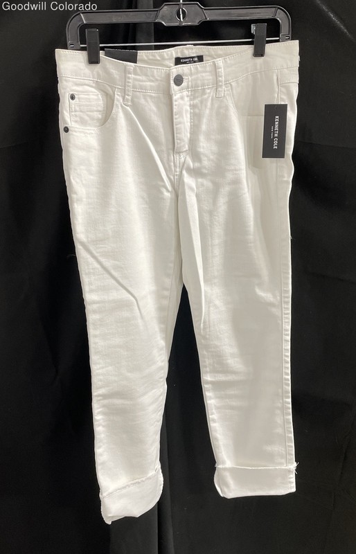 Kenneth Cole Womens White 5-Pocket Design Denim Straight Jeans Size 6