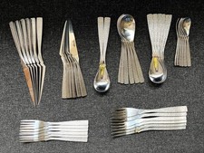Complete Vintage Viners Tulip Design Bark Pattern Cutlery Set 44 Pc / 6 Person