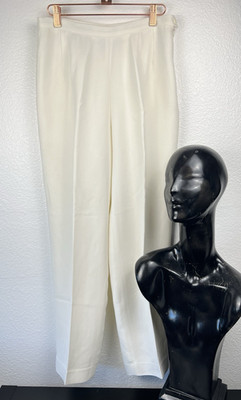 VTG Casual Corner Annex Women's Size 10 White Dress Pants Side Zip Lined