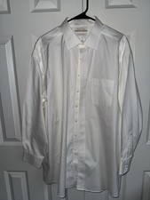 Roundtree Yorke Gold Label Fitted White Cotton Non Iron Shirt Mens 17 1/2 -34