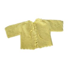 Handmade Crochet Baby Or Doll Cardigan Sweater Vintage Yellow 6-9 Months