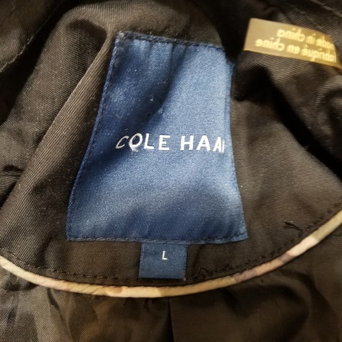 Cole Haan Women's Hooded Belted Double-Breasted Trench Coat Color Jet Black Sz L - Picture 11 of 14