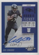 2018 Panini Contenders Optic Rookie Ticket Blue Prizm 13/25 Gus Edwards Auto 4l3