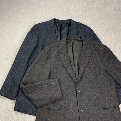 Lot Of 2 UNIQLO Men Herringbone Tweed Blazer Sz Large Wool Blend Sport Coat
