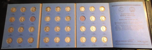 1946 - 1959 Washington Quarter Partial Set In Whitman Album 34 Coins  90% Silver