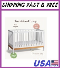 Little Seeds Clover 4-in-1 Convertible Baby Crib to Toddler Bed, White