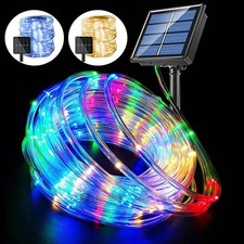 39FT Outdoor Solar String Lights Rope Waterproof LED PVC Fairy Tube Light Garden